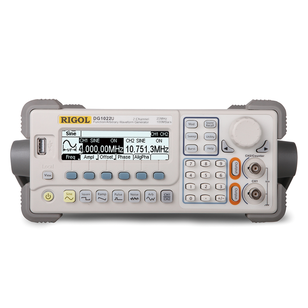 DG1000系列函數/任意波形產生器采用直接數字頻率合成（DDS）技術設計，能夠産生精確、穩定、低失真的輸出信號。該系列儀器具有雙通道輸出，可輸出5種標准波形，內置48 種任意波形，滿足基礎測試中絕大多數應用場合的要求。