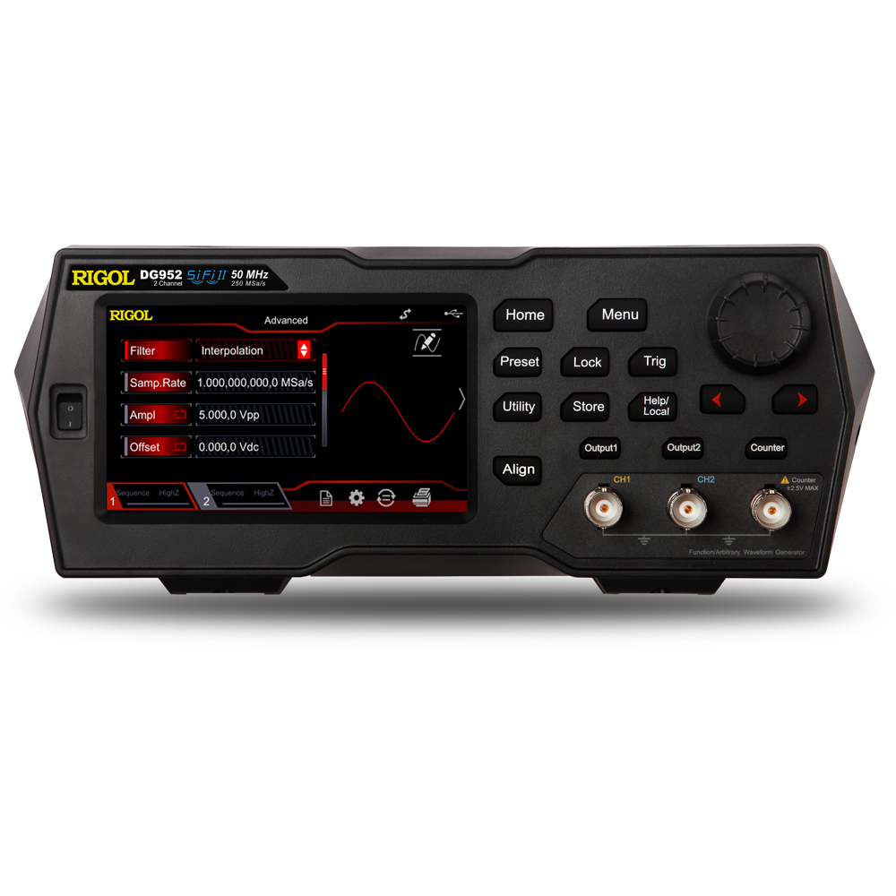 DG900系列函數/任意波形產生器是一款集函數產生器、任意波形 產生器、雜訊產生器、脈衝產生器、碼型產生器、諧波產生器、 類比/數位調制器、計頻器等功能於一身的多功能信號產生器。全 新的外觀及人性化的介面設計，帶來友好的用戶體驗。